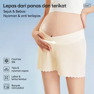 Celana Pendek Hamil Tipis Pinggang Tinggi Untuk Musim Panas Legging Sutra Es Celana Pendek Anti-Paparan Pinggang Rendah Model Silang Untuk Wanita 224