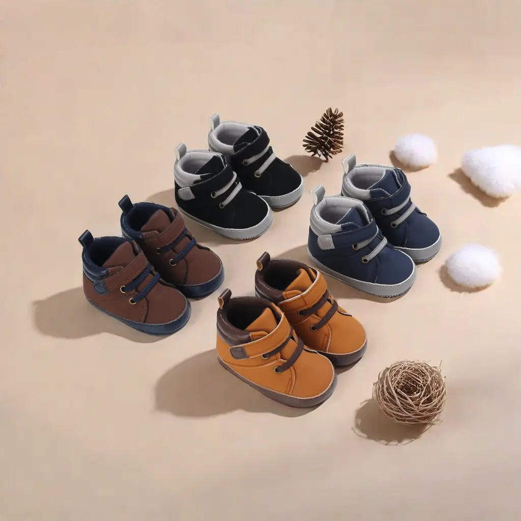 New Spring And Autumn New Baby Anti Slip Walking Shoes Baby Breathable Dirt Resistant Anti Slip Sports Shoes Baby Fashion Colored High Top Shoes