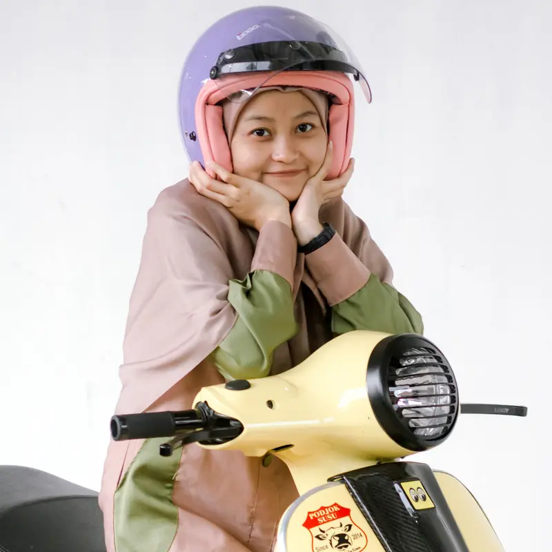 Helm RIMC Rosa Flannel Purple Pastel + Visor Kaca Bogo Motorcycle Helmet 4