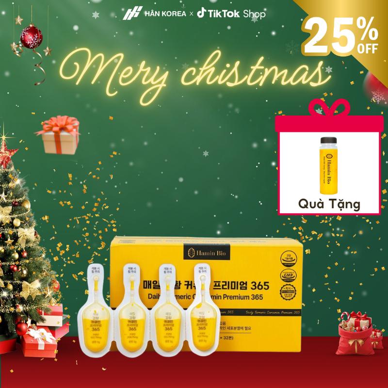 DEAL 12 12 Tinh chất Nghệ Nano Curcumin Hamin Bio 365 Premium hộp 32 tép Hàn Quốc