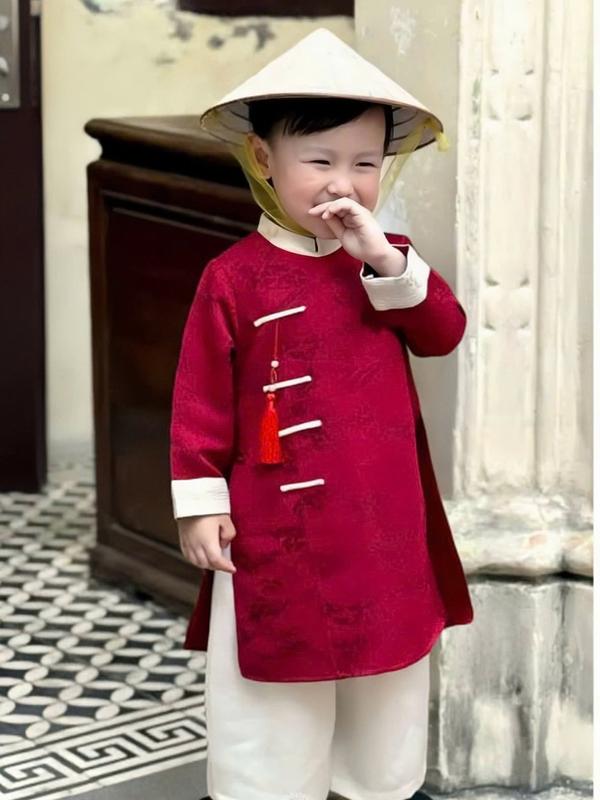   LonTonKids  Cách Tân Nam Gấm Hoa Văn Sang Trọng mặc Tết cho bé trai 10-20KG 