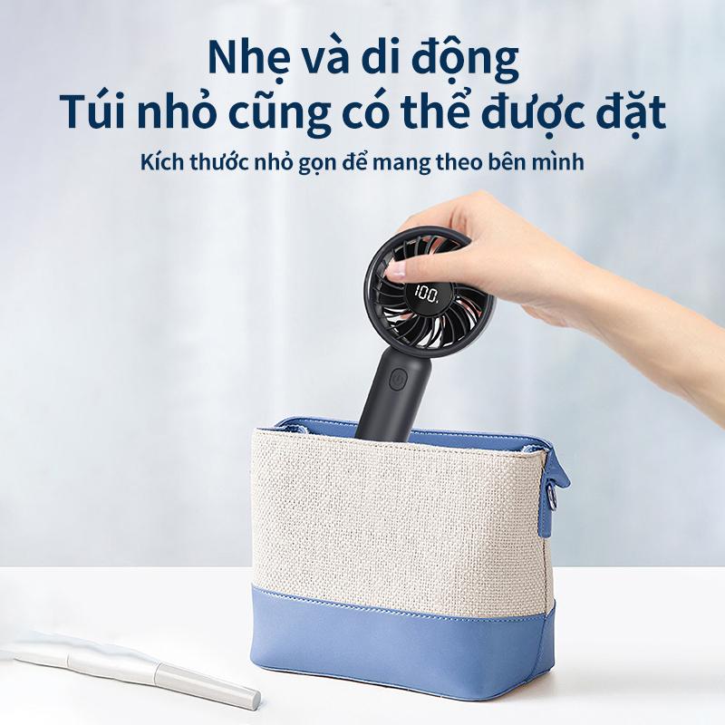Quạt cầm tay mini, 5000mAh, 3 mức điều chỉnh gió mạnh, độ ồn thấp, có thể gập lại, thời lượng pin dài 6