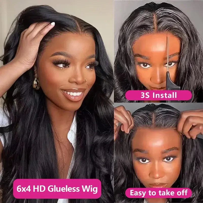 Wear Easy Go Glueless Wig Human Hair Body Wave 6x4 5x5 9x6 7x5 Lace Closure Glueless Wig Human Hair Ready To Wear Pre Cut Pre plucked Hairline 2
