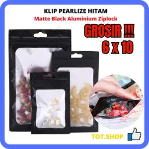 [6X9.5] ECER GROSIR Klip Pearlize Hitam Plastik Klip Kemasan Aksesoris Plastik Klip Gantung Premium Flat Foil Ziplock