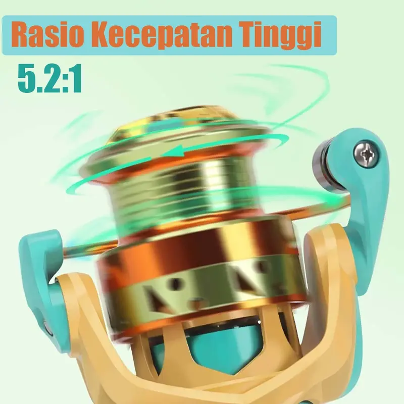 MC Reel Pancing 1000 - 3000 / Tarikan Pancing Ikan Logam CNC / Ril Pancing Memancing Rasio Gear 5.2:1 Max Drag 10KG 4