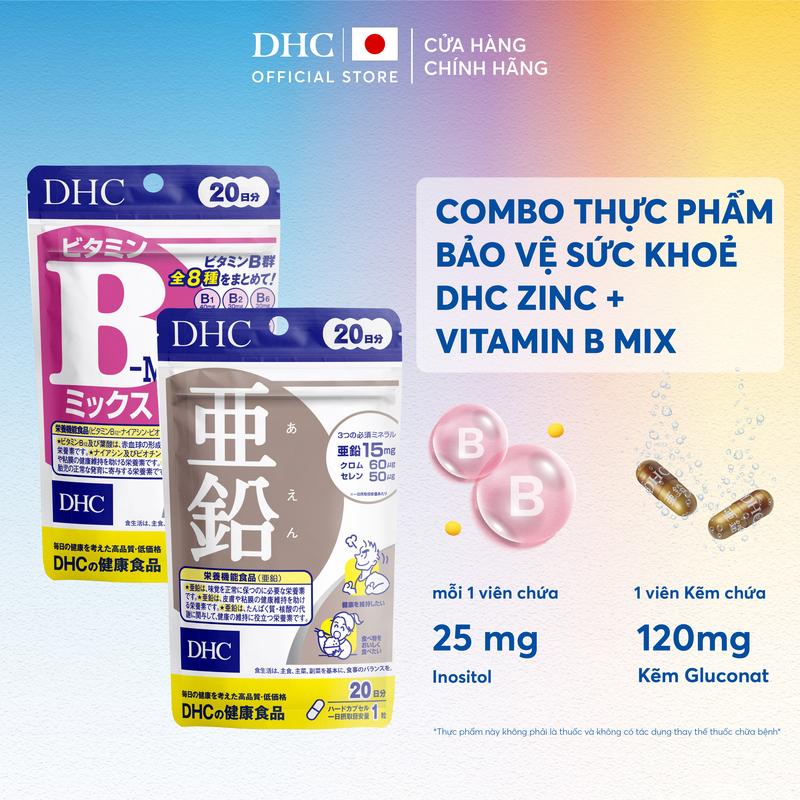  Combo KHỎE: TPBVSK DHC Vitamin B mix + Zinc  dạng viên uống hỗ trợ bổ sung Vitamin B tổng hợp và Kẽm  - DHC Nhật Bản chính hãng - Combo 20 Ngày và 60 Ngày 