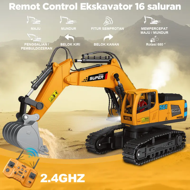 Mainan Excavator RC 1:14 - 14 Channel, Remote Control 2.4GHz, Kendaraan Teknik Crawler untuk Anak-(Toys lndonesia) 7