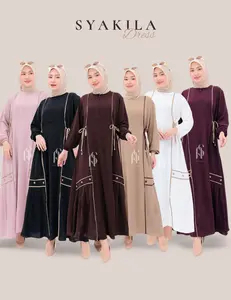 Syakila Gamis Cantik Syakila Midi Dress Lebaran 2026 dengan Pilihan Warna Elegan dan Desain Modern Muslim Wanita Dewasa Crinkle Mewah Kondangan Crinkle Syari Airflow Panjang Remaja Rayon abaya santri Nyaman Ibu Pesta