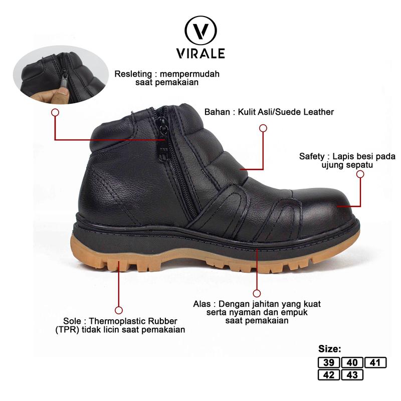 Sepatu Boot Safety Kulit Asli Pria Bikers Tiktok Shop STG-SFT Boots Karet 6