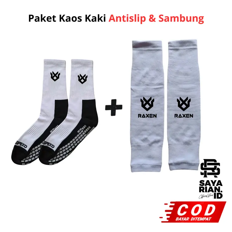 Paket Kaos Kaki Sambung dan Futsal Antislip Maxspeed Dewasa Premium Nilon 3 Ply Karet Cocok untuk Olahraga 1