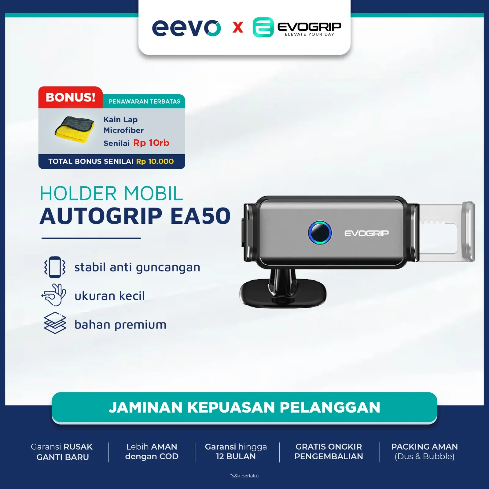 Electric Car Phone Holder Jepit AC Gantungan HP di Mobil Handphone Mount 360 Degree Rotation Automatic