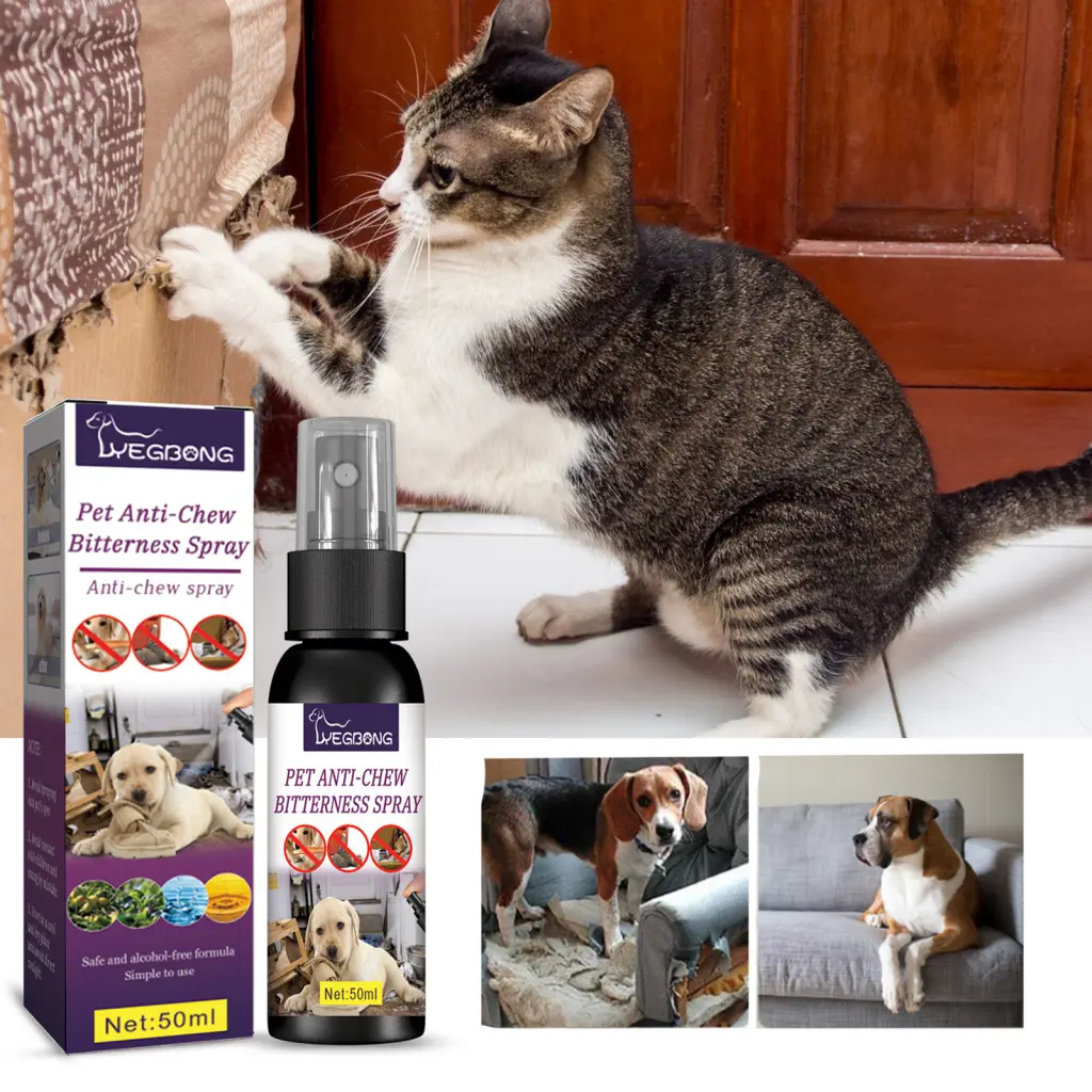 slolbut Induction Repellent Cat Spray Dispel Taste Bad Pet Repellant Spray Discourage Chewing Repellent Cat Dog Spray for Daily Use Ingredient Safety