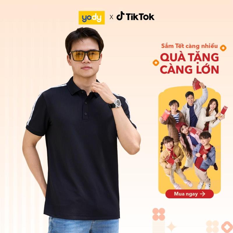 YODY Áo POLO WAFFLE Thể Thao Nam Phối Dây Dệt Vai MAPO25S052