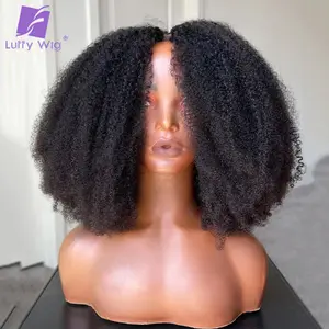 200Density V Shape Wig Afro Kinky Curly Human Hair V Part Wig Short Curly Glueless No Leave Out New U Part Wigs For Women