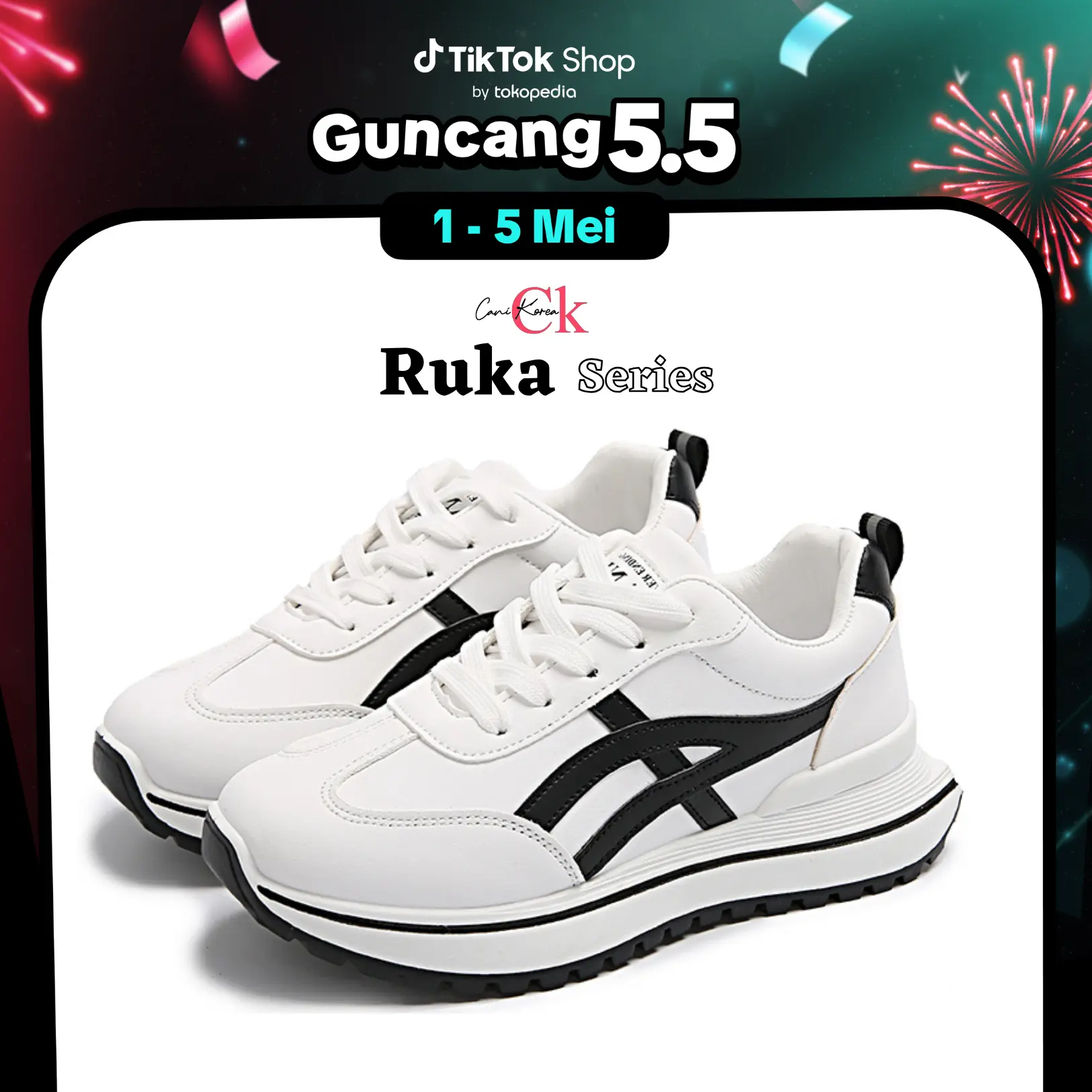CANIKOREA Ruka Sepatu Wanita Kasual Sneaker Fashion Korean Sol Karet Empuk K9254