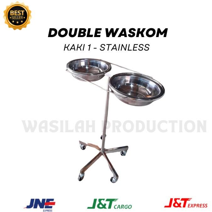 DOUBLE WASKOM PASIEN BESI DAN STAINLESS || STANDING WASKOM DOUBLE KAKI 4 - KAKI 4 SS 4