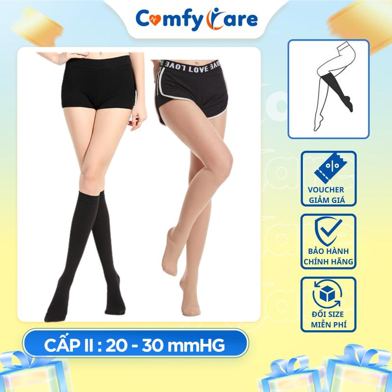 Tất Suy Giãn Tĩnh Mạch Ống Chân Kín Bàn Cấp 2 - COMFYCARE - Hỗ Trợ Lưu Thông Máu Tạo Áp Lực Giảm Đau Nhức Chân