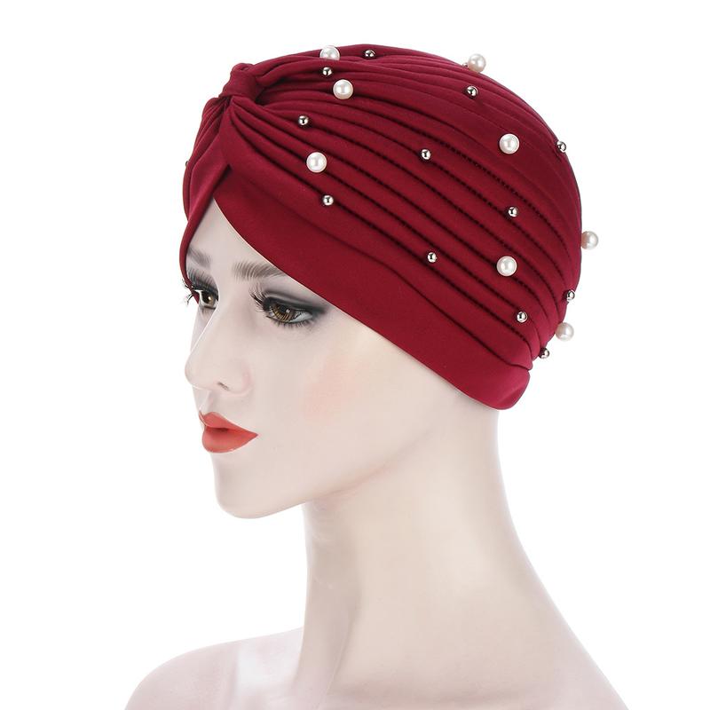 Product Introduction of European and American Fashion Pleated Ladies Sleeve Cap Indian Cap Size Beads Muslim Tam-O'-Shanter 4