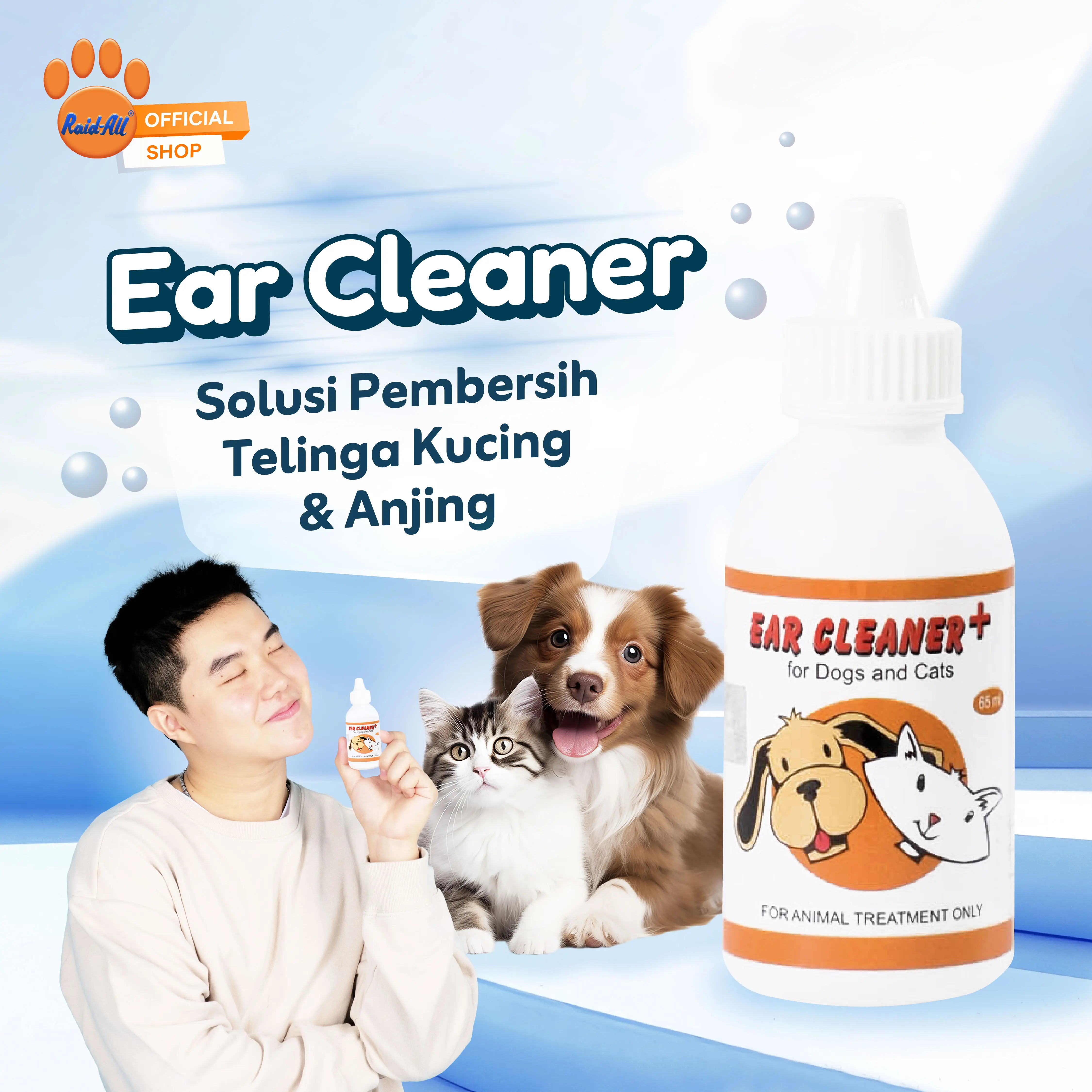 RAID ALL - Ear Cleaner + pembersih kotoran telinga kucing/anjing 65ml
