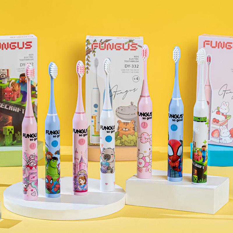 FUNGUS Bàn chải điện cho bé Fungus DY-332 sóng âm thông minh chống nước IPX7 bảo hành 1 năm 1 đổi 1 tặng 3 đầu bàn chải