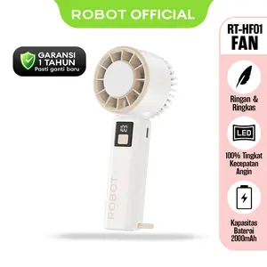 [Exclusive Live deamazack] ROBOT Mini Fan Highspeed Handheld With LED Display 2000mAh Kipas Mini Genggam RT-HF01 Original - Garansi 1 Tahun [BISA COD]