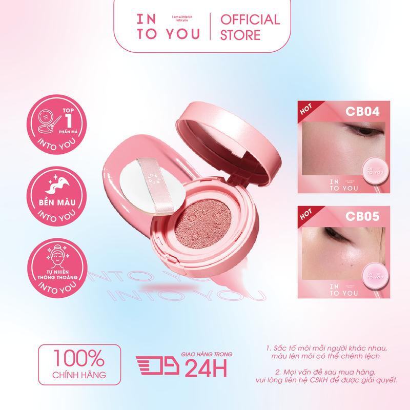 (KOL/KOC) Má Hồng Cushion INTO YOU Lớp Finish Mịn Tệp Da Tự Nhiên Không Bí Da Phù Hợp Da Khô Da Thường CB03 3.2g Blush