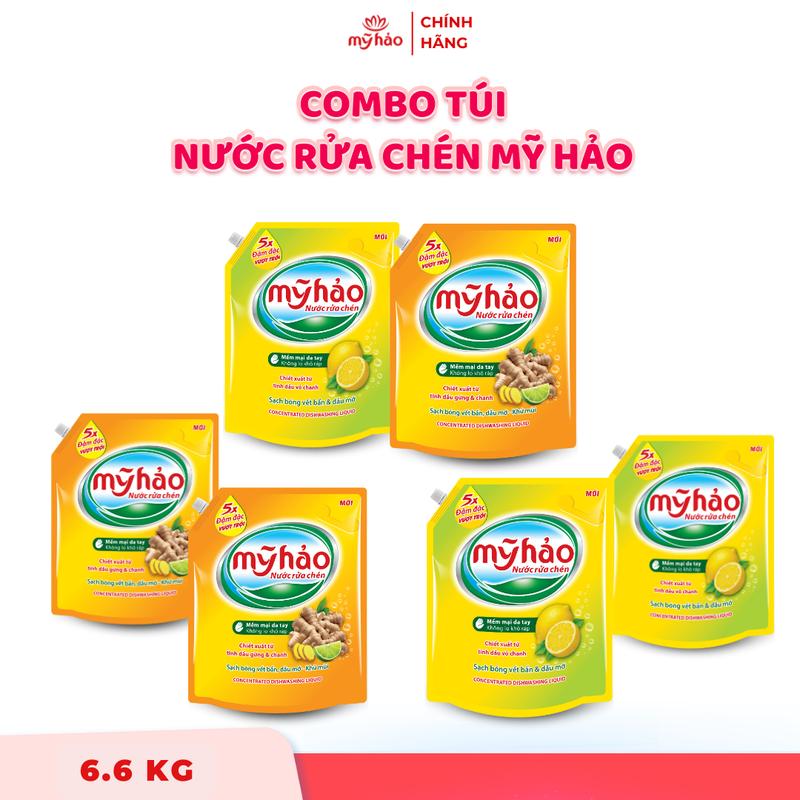 Mỹ Hảo Túi Nước Rửa Chén - 3.3 KG - An Toàn cho Da Sạch Bong Dầu Mỡ Khử Mùi Tanh Thực Phẩm KOL KOC