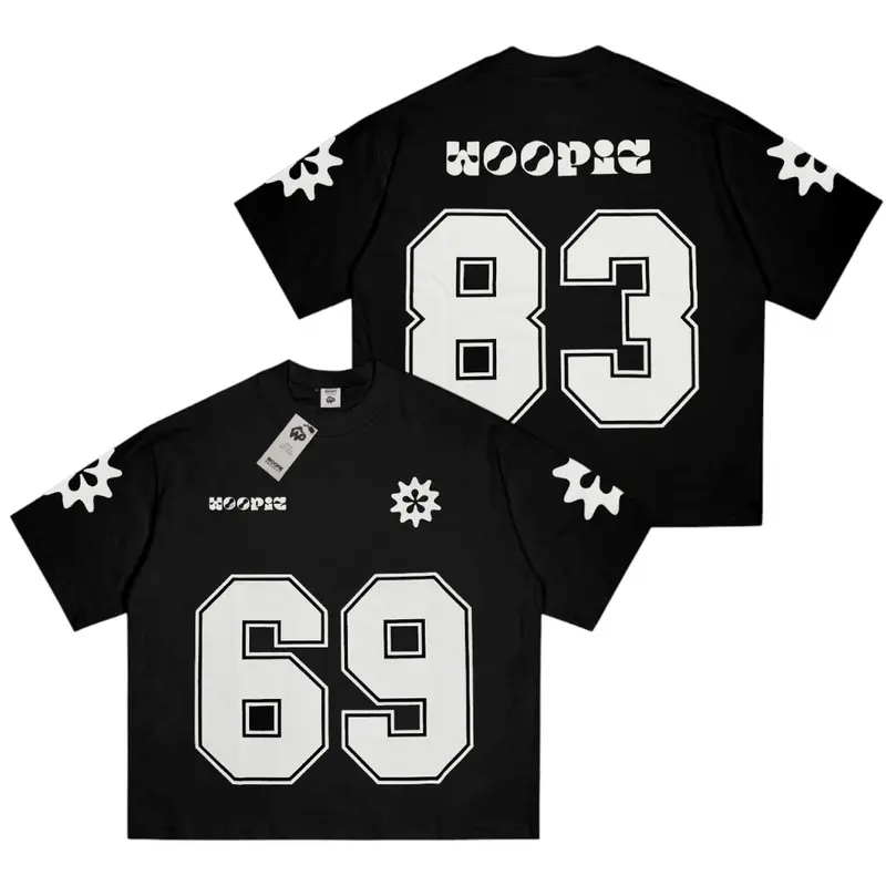 Boxy Fit Crop T-shirt Oversize Pria Dewasa Woopie Project Hitam Stripe Katun 20s 200gsm Lembut | Atasan Kaos Skena Oblong Santai Motif Keren Baju Distro Cowok Lengan Pendek 8
