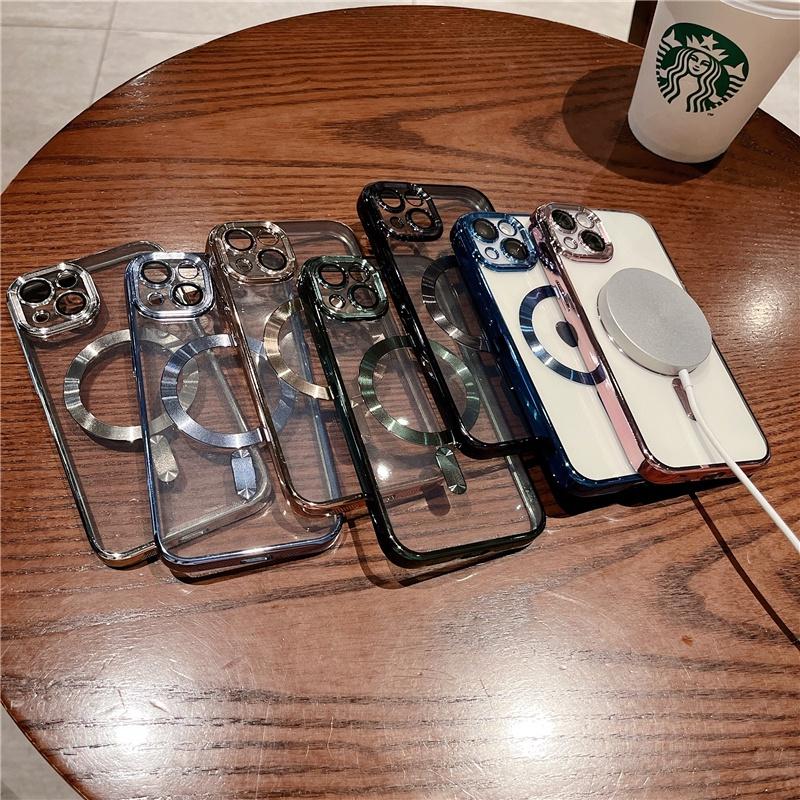 Softcase Original Resmi Magsafe Magnetic Wireless Charging Plating Case Untuk IPhone 15 14 13 12 11 Pro Max 1