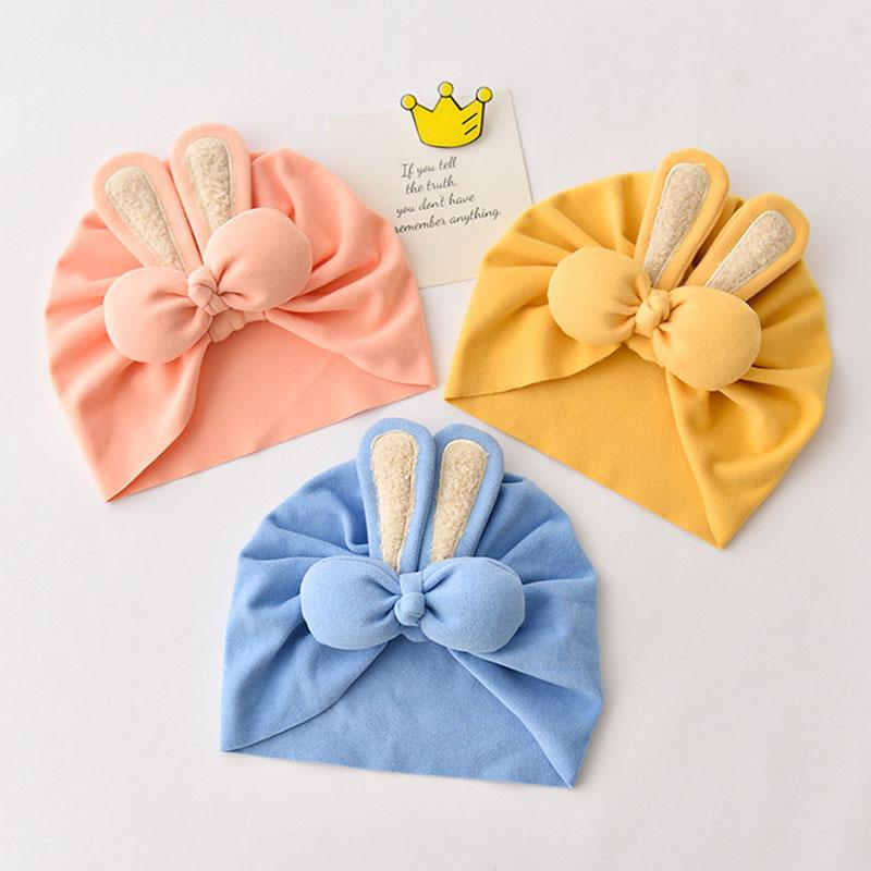 Product Introduction of Rabbit Ear Infant Indian Hat Cartoon Bunny Headband Soild Elastic Newborn Beanies Cap Toddler Bonnet Baby Hair Band Accessories 11