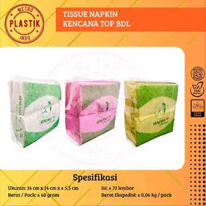 Tissue Belah Dua Lipat Isi +/- 72 Lembar / Tissue Makan Sendok Garpu / Tisu Plasmanan / Tisu Napkin BDL Putih Pink Kuning