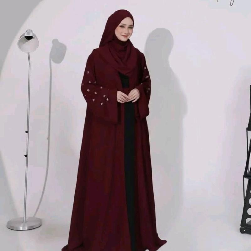 Gamis Jameela Abaya Bordir Hitam Mewah Crinkle Airflow - Dress, Wanita, Syari, Pesta, Dewasa, Remaja, Muslim semi-karet sophistication ceruty simpel Maxi suncreep zaenab pink swaroxy vina dres marun baju lebaran 4