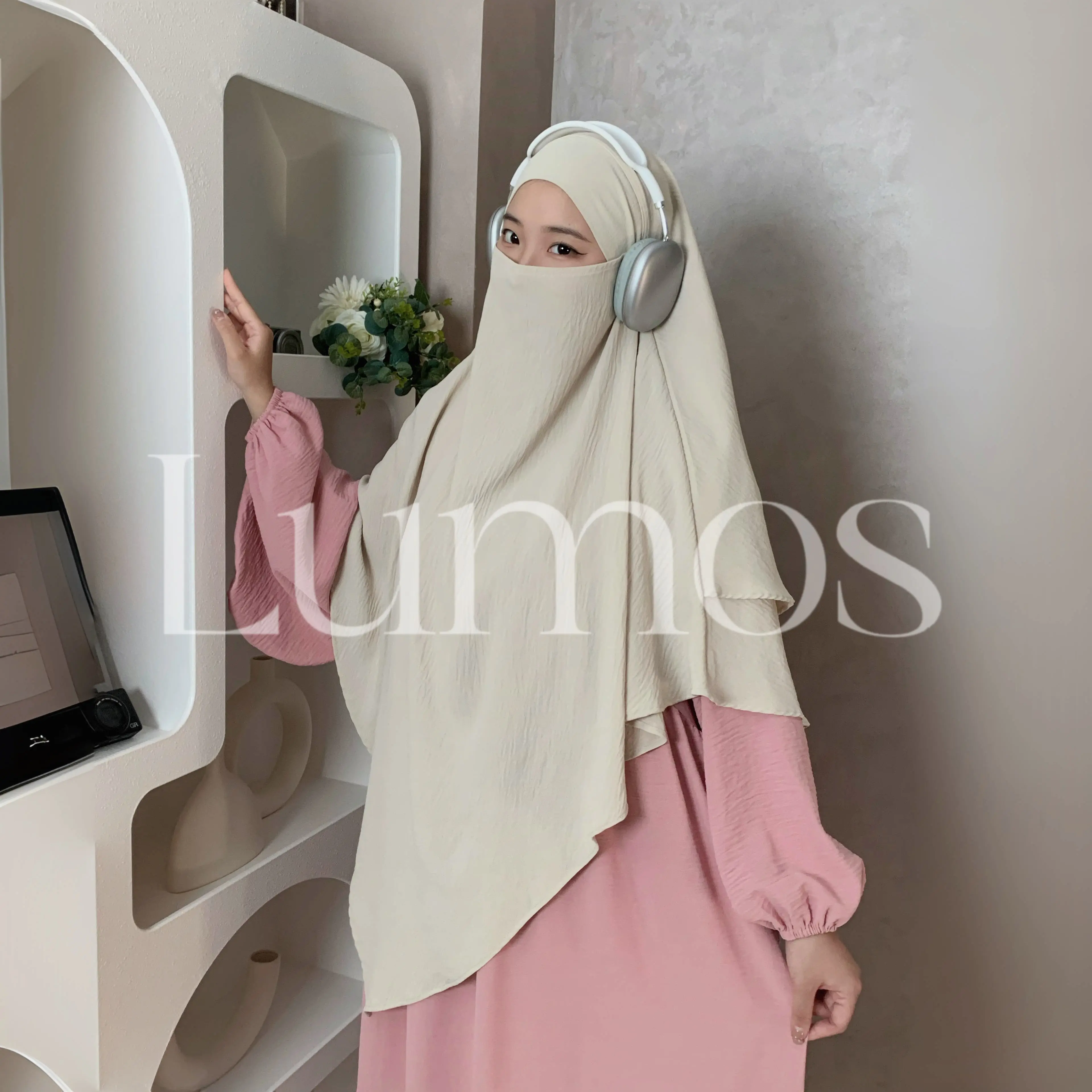 LM021 Balloon Sleeve Crepe Slip Abaya Dress Inner