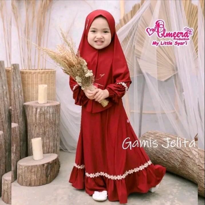 gamis anak shahia oneset renda bunga 1