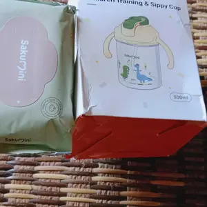 (TERBATAS! GRATIS TISU BASAH) Sakumini 3in1  Botol Gelas Minum Sedotan Viral Anak-Anak Training Straw Sippy Cup Anak Bayi Anti Tumpah Anti Sedak