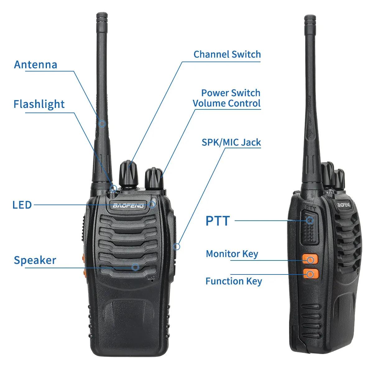 HT Baofeng Walkie Talkie BF 888S Waterproof Portable 2 Way Radio HT Handy Talky Radio Set Walkie Talkies dengan Charger Walky Talky Jarak Jauh 10km (Max) Batrai Awet THS