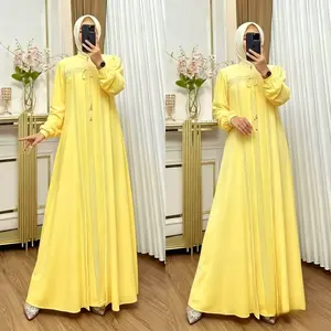 Farra Dress Bahan Ceruty Aplikasi Payet Swarosky Gamis Remaja Modern Dress Terbaru 2026 Wanita Remaja