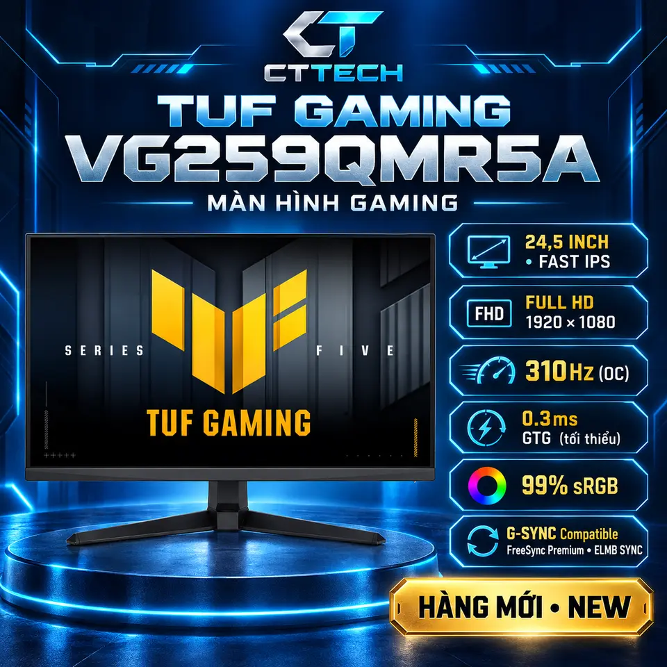 Màn Hình TUF Gaming VG259QMR5A 24,5 inch FHD Fast IPS 310Hz 0.3ms New