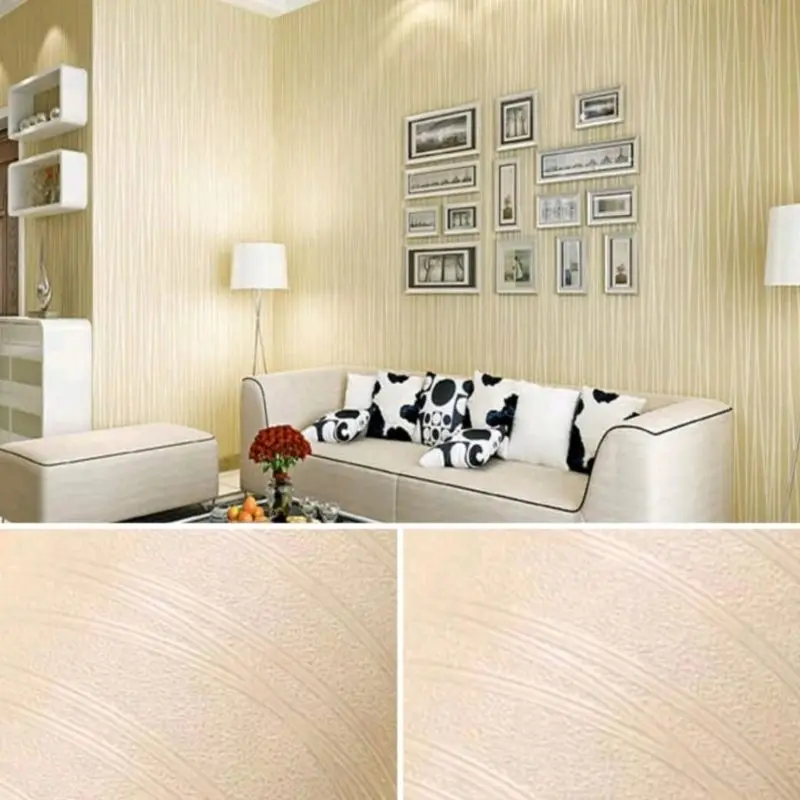 PROMO 1 PAKET isi 4 pcs Wallpaper Sticker Dinding Kamar Motif Salur Salur Gelombang & Salur Kecil Warna Abu Silver Putih Daun Pink Daun Pink Salur Putih Salur Biru Salur Krem Salur Kertas Bahan PVC 4