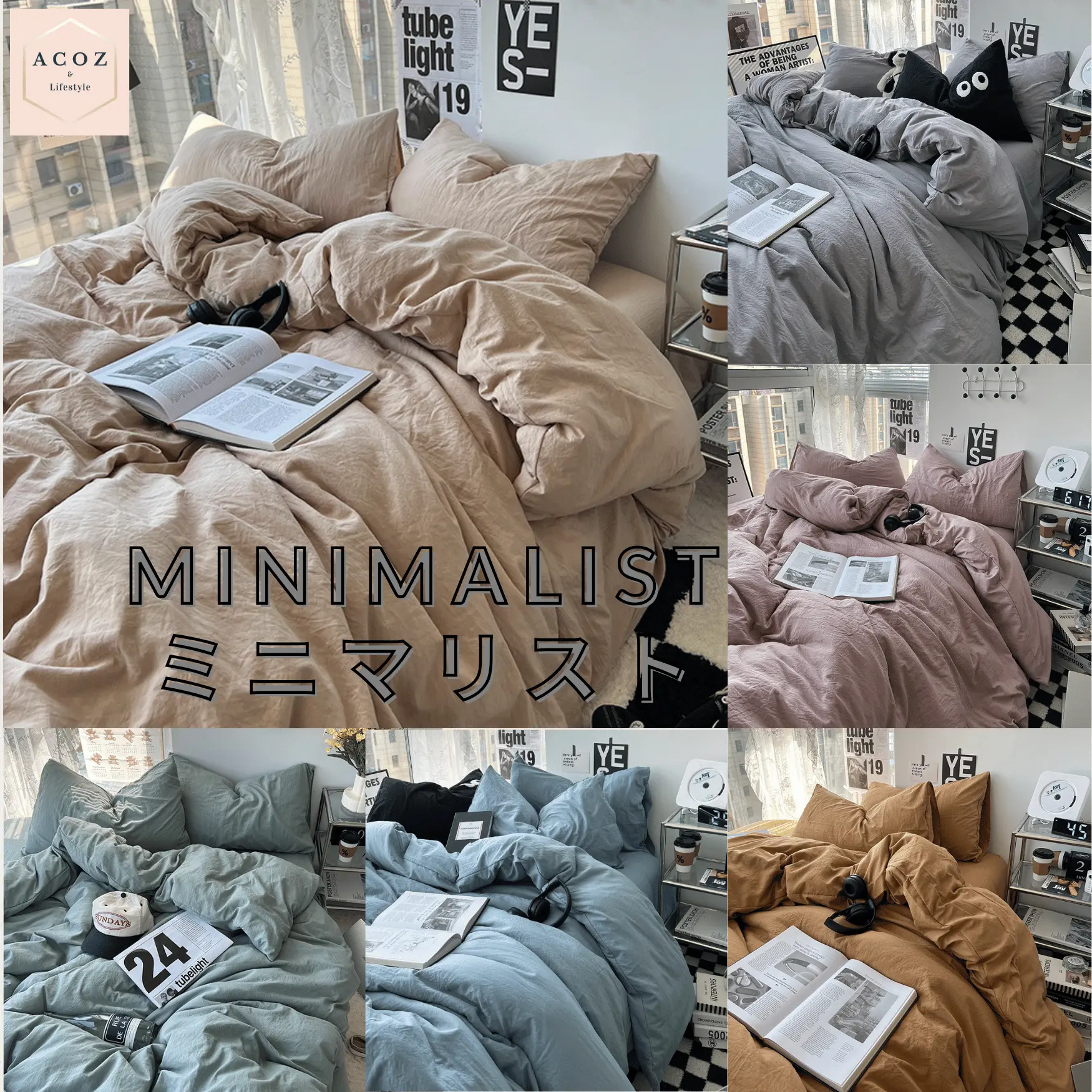 ACOZ [Malaysia Ready Stock] MINIMALIST STYLE Fitted Bedsheet Set 4in1/ Queen Bedding set/ Cadar queen