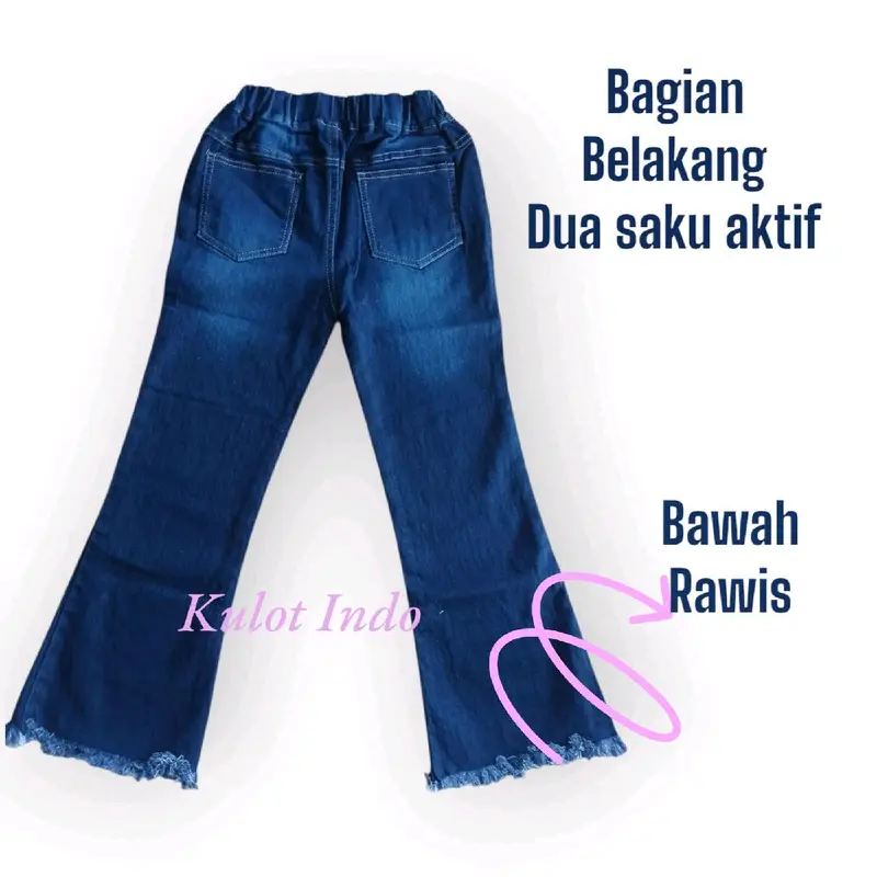 Celana Cutbray Bahan Jeans Strech Tebal Anak Perempuan Usia 7-14 tahun/Bawahan Anak Fashion 4