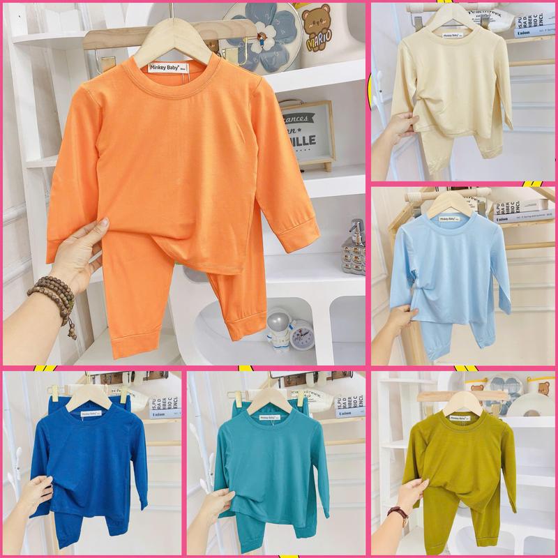 Shin Kids Dưới 1m25 8-28kg Dài Tay Trơn Chất Thun Lạnh Dành Cho Bé Mặc Nhà Mặc Ngủ Điều Hoà.Shin Kids Quần Áo Trẻ Em Voi