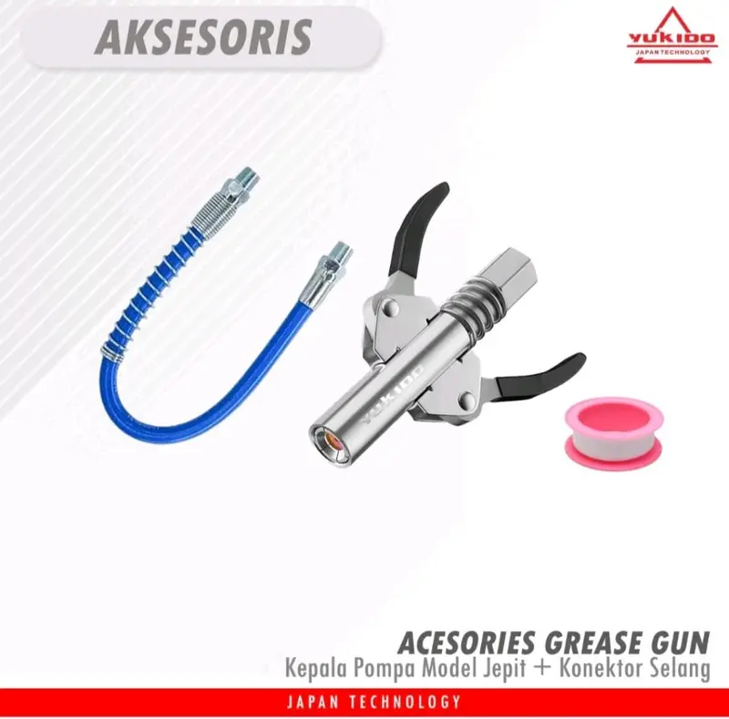 Kepala Pompa Gemuk model Jepit + Konektor selang Grease Gun Original YUKIDO Japan Technology Bergaransi Resmi 5