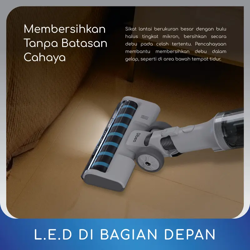 DIBEA HC20 Handheld Cordless Stick Vacuum Cleaner Penyedot Debu Nirkabel Air Mesin Baterai Membersihkan 1