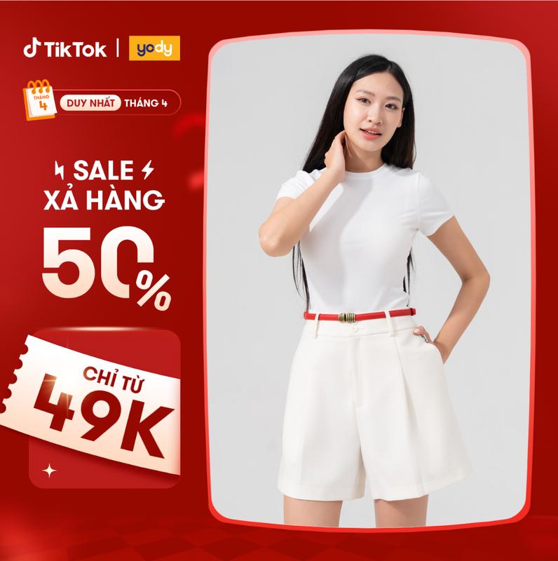 [ Flash sale ] YODY Áo T-shirt Nữ Slimfit Thun Rib Tăm Nhỏ TSN7300