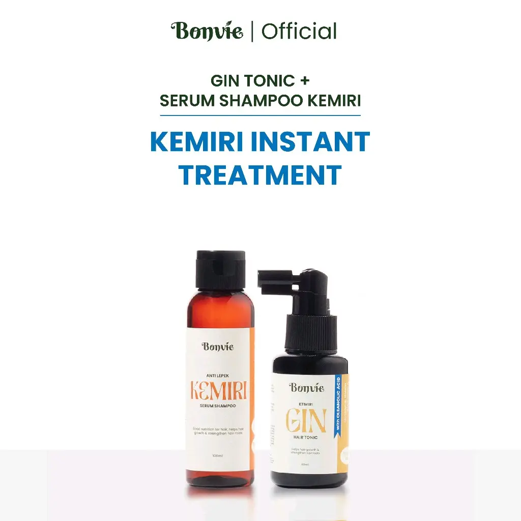paket bonvie hair tonic gin 60ml dan shampoo serum kemiri 100ml bpom