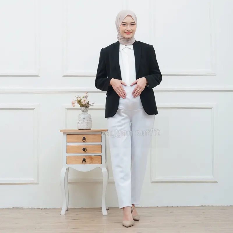 Celana Ibu Hamil Kerja Scuba Premium Jumbo Wanita Office Termurah pinggang elastis Hitam navy scuba 2