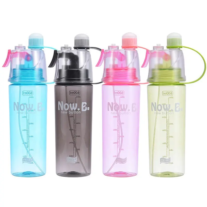 BOTTLE NOW E NEW B BUTTON 600ml BOTOL MINUM SEMPROT Sport Spray Water
