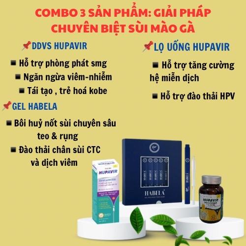 che tên sản phẩm combo Dung dịch vệ sinh Hupavir ,Gel thảo dược Habela ,Uống Hupavir 15 ngày kết quả smg