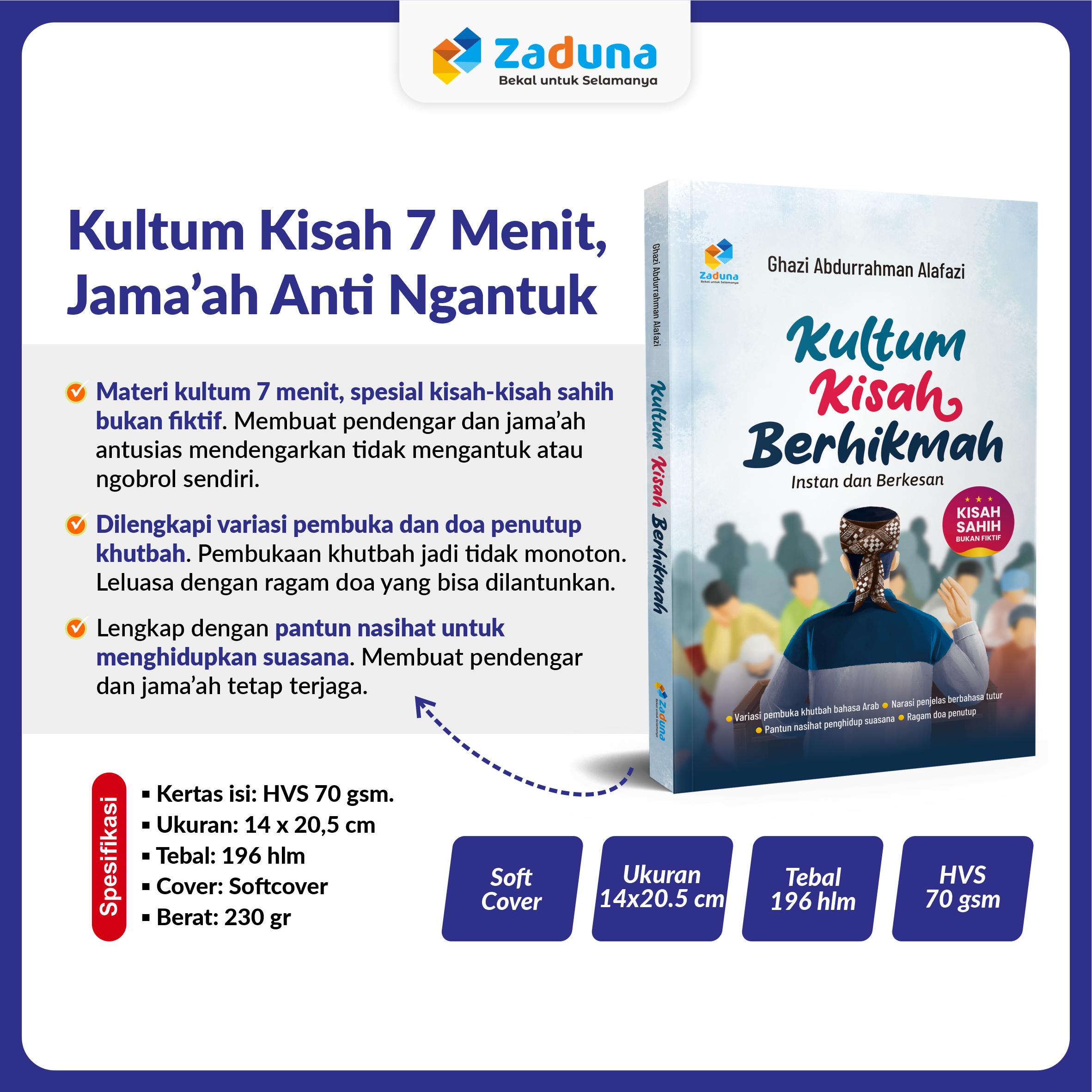 Zaduna Kultum Kisah Berhikmah 7 Menit Buku Ori 100% Asli 30 Kisah Penuh Makna Ghazi Abdurrahman Alafazi